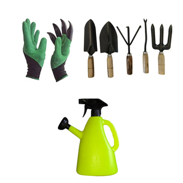 Gardening combo kit with tools and soil